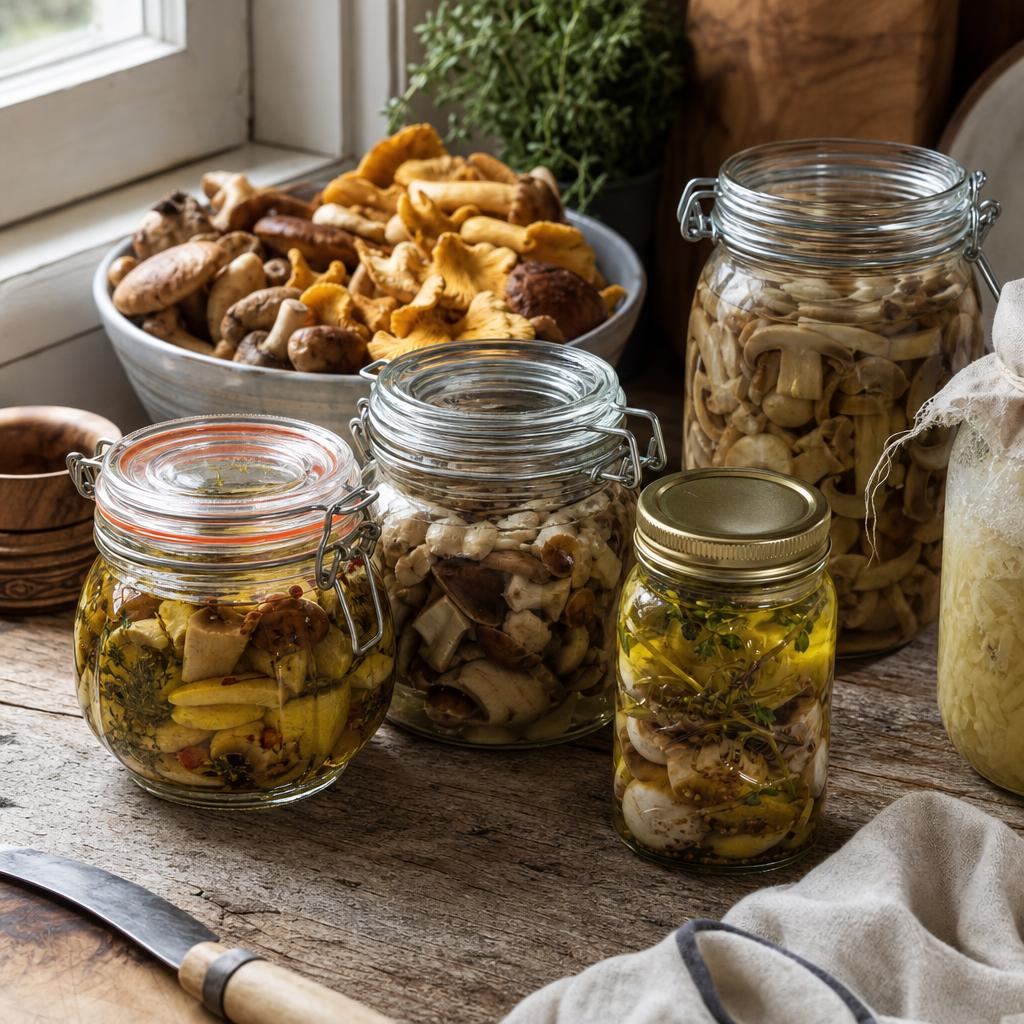 Pilze einlegen und fermentieren: Essig, Öl, Milchsäure